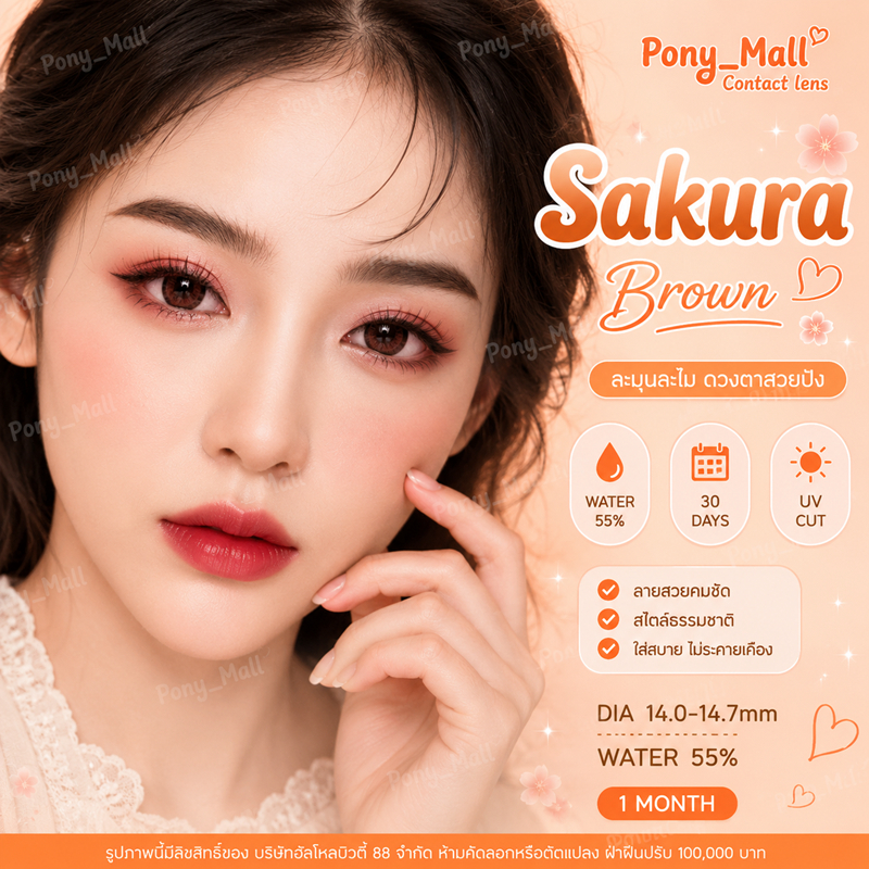 คอนแทคเลนส์ รุ่น Sakura/Edge สีเทา/ตาล Gray/Brown