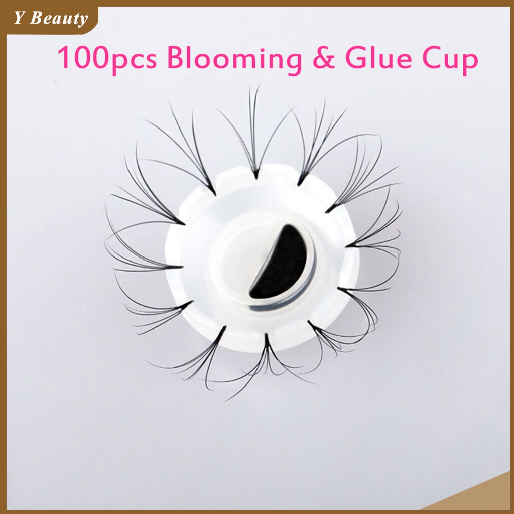 ถ้วยใส่กาวขนตา แพคละ100ชิ้น รูปร่างดอกไม้ รองกาวต่อขนตา 100PCS