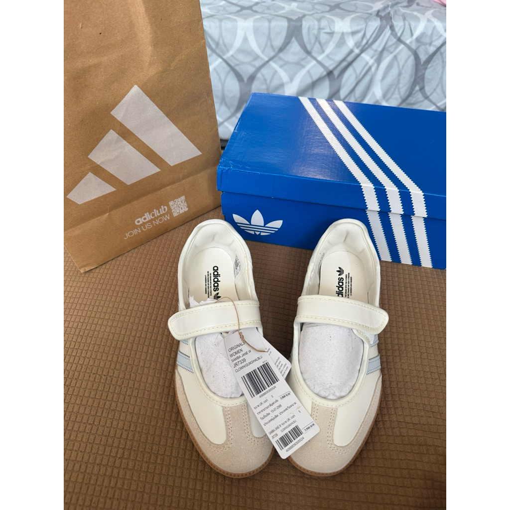 adidas samba janeสีขาวฟ้า