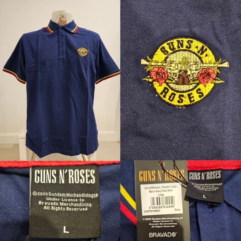 🌍เสื้อวง  Guns 'N Roses (กันแอนล์โรส) เสื้อคอปก เสื้อวงงานลิขสิทธิ์แท้ นำเข้า 100% ป้ายห้อย+Tag UK ข