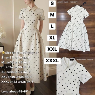 พร้อมส่ง เติม S-3XL⚡️AR 9085 เดรสลายจุด ความยาว48-49" เนื้อผ้าหนานุ่มฟู #สไตล์สาวเวียด ใหม่ล่าสุด2026