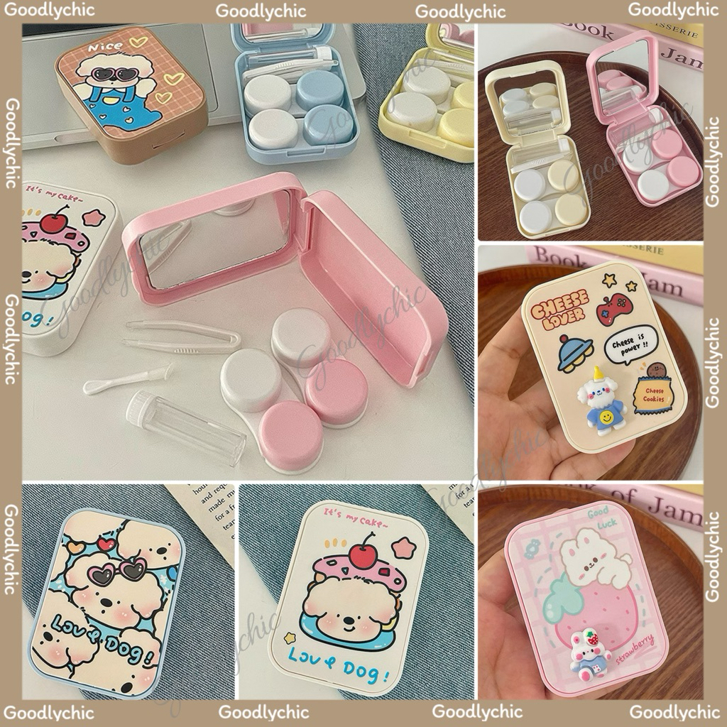 ชุดตลับใส่คอนแทคเลนส์ลายหมีเนย(มีสินค้าพร้อมส่ง)1กล่องมีตลับใส่คอนแทค2คู่,ที่คีบ,ตัวจุ๊บ,หลอดใส่น้ำยาครบในกล่องเดียว