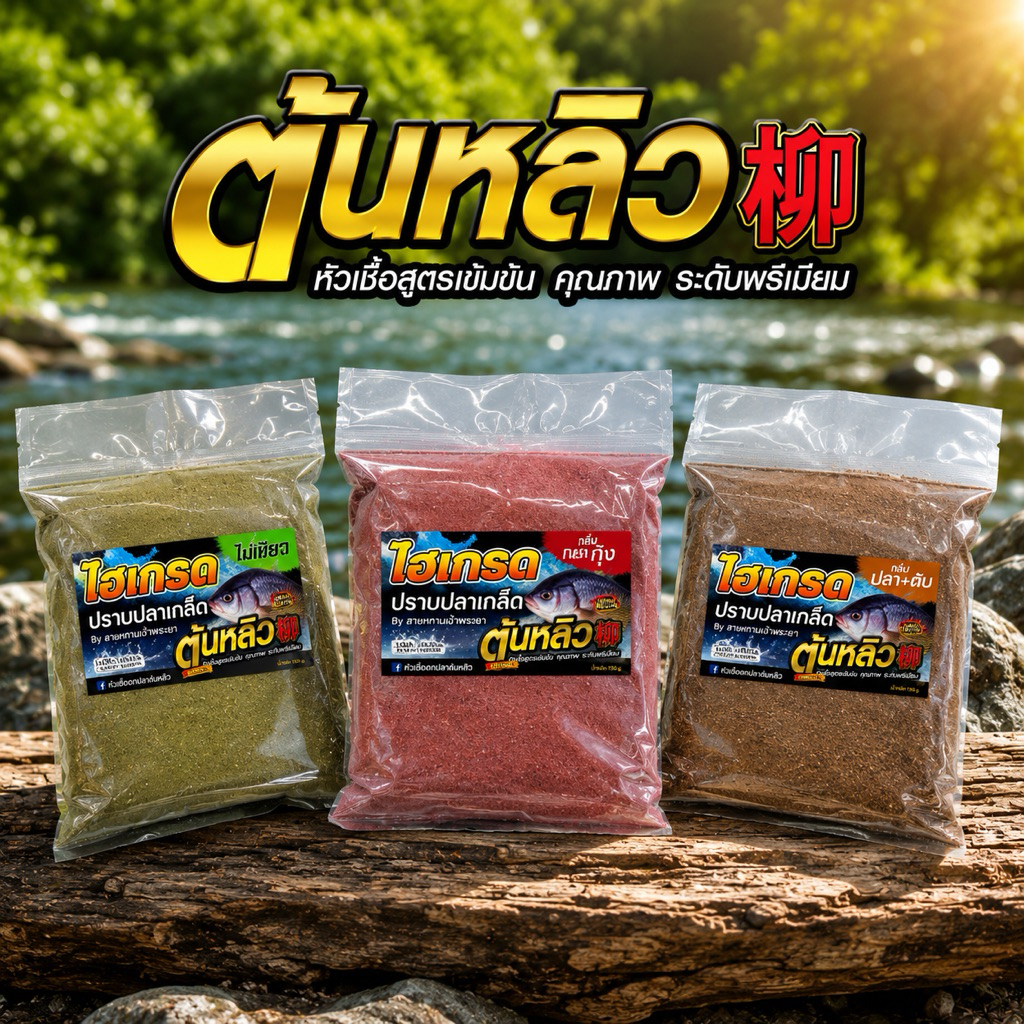 ผงตกปลาไฮเกรด ต้นหลิว สูตรปลาเกล็ด ขนาด350g