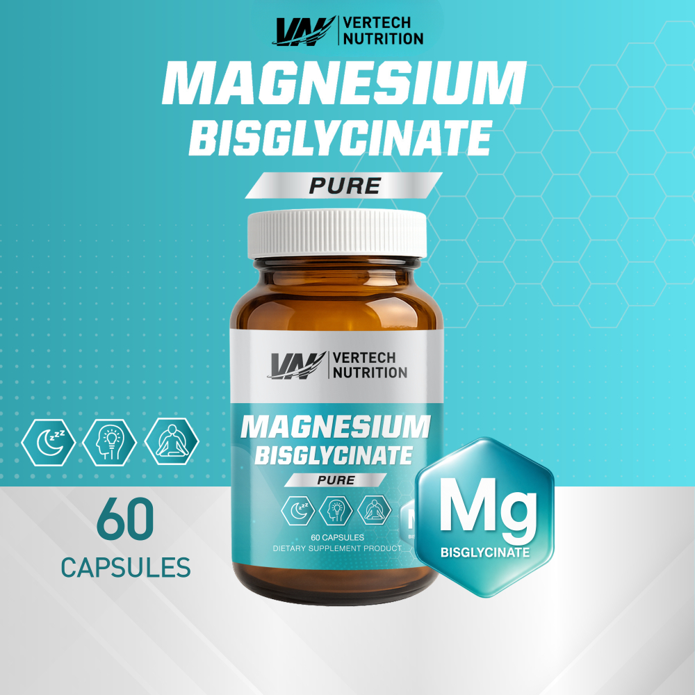 VERTECH NUTRITION Magnesium Bisglycinate แมกนีเซียม บิสไกลซีเนต ดูแลระบบประสาท กล้ามเนื้อ พักผ่อน (60 แคปซูล)