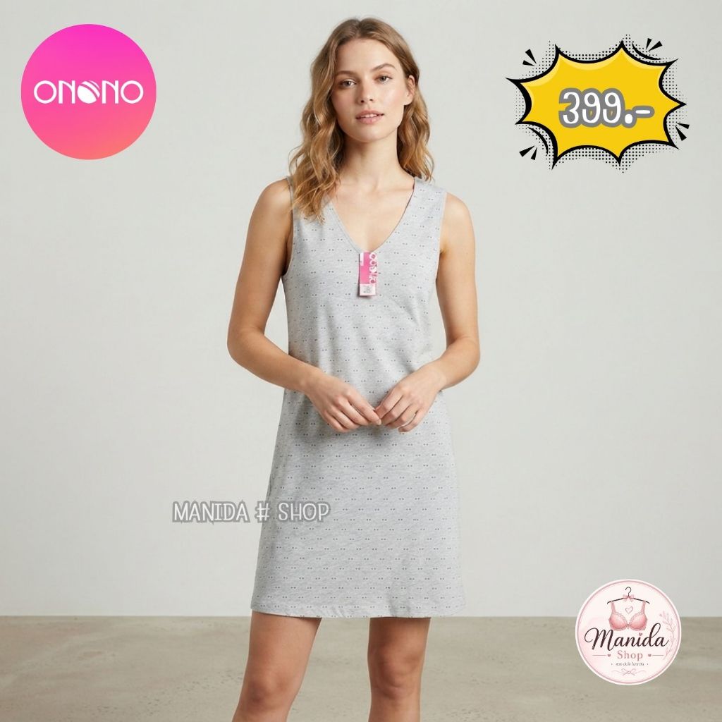 ONONO - ชุดนอนแขนกุด รุ่น OC1059 ผ้าcotton spandex  เนื้อนิ่มๆ ใส่สบาย  ราคา 399 บาท