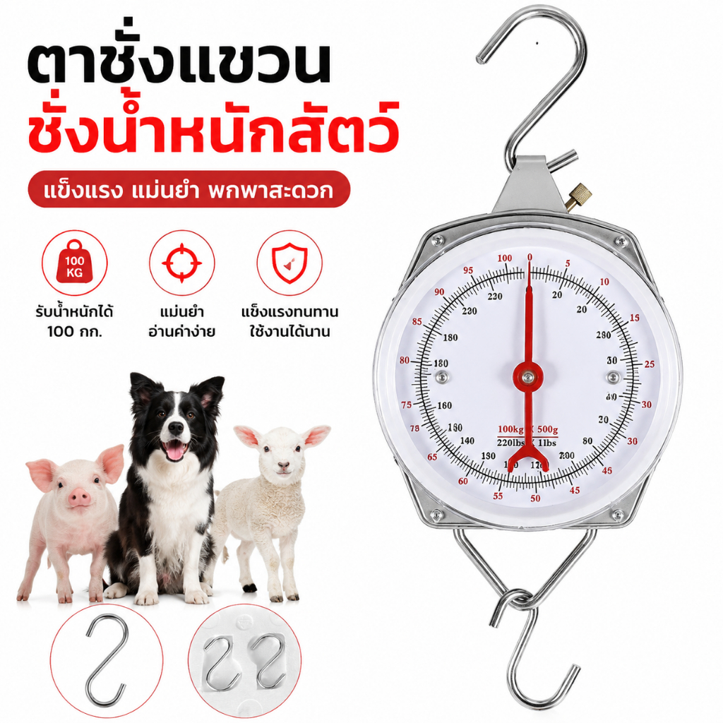 LEO-T 100กก./200กก. ตาชั่งกลไกแบบพกพาสำหรับแขวนในห้องครัวขนาดแผ่นดิสก์แบบแขวนคู่ตาชั่ง COD