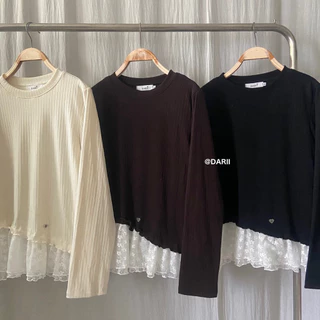 Hana Top (ฮานะ) | เสื้อผ้ายืดแขนยาว แต่งระบาย 2 ชั้น