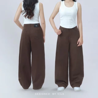 VILA | Noël Cotton TM35 กางเกงขายาวทรงบาร์เรล ผ้าคอตตอน