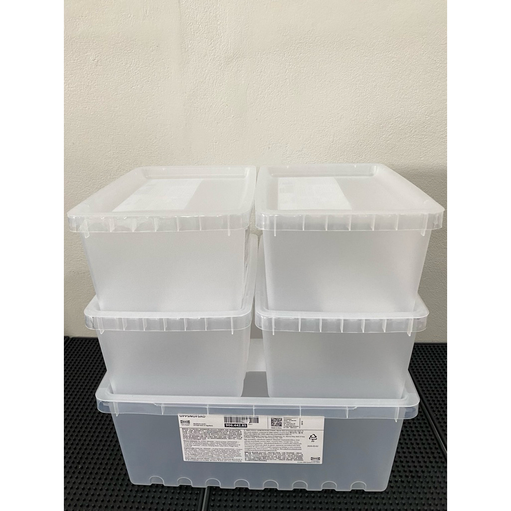 IKEA กล่องเก็บของ UPPSNOFSAD ขาวใส 25x17x12 ซม.3.5 ลิตร / 35x24x14cm 9ลิตร