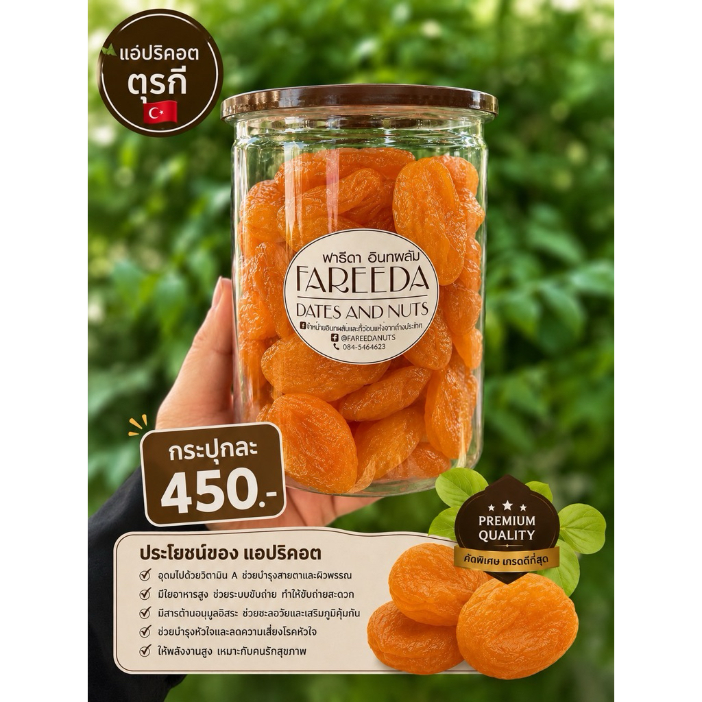 แอปปริคอต จากประเทศตุรกี Dried Apricot 500กรัม