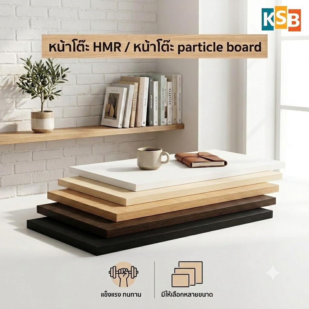 KSB หน้าโต๊ะ TOP ไม้HMR18mm ไม้MFC15mm หลายขนาด หลายสี หน้าโต๊ะร้านอาหาร หน้าโต๊ะพับ หน้าโต๊ะคาเฟ่ หน้าโต๊ะทำงาน