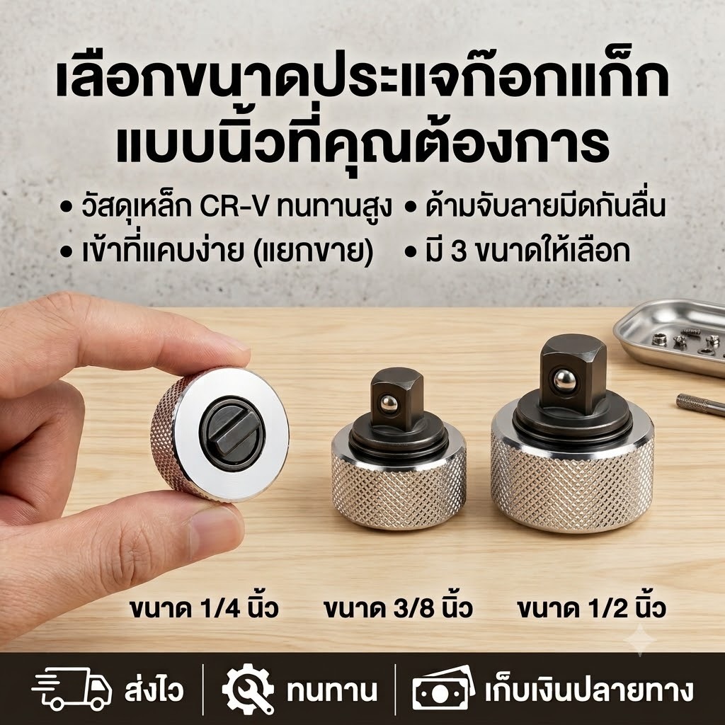 ประแจลูกบิด ขนาด 2-4 หุน ประแจบล็อคฟรี ก๊อกแก๊ก ด้ามฟรี