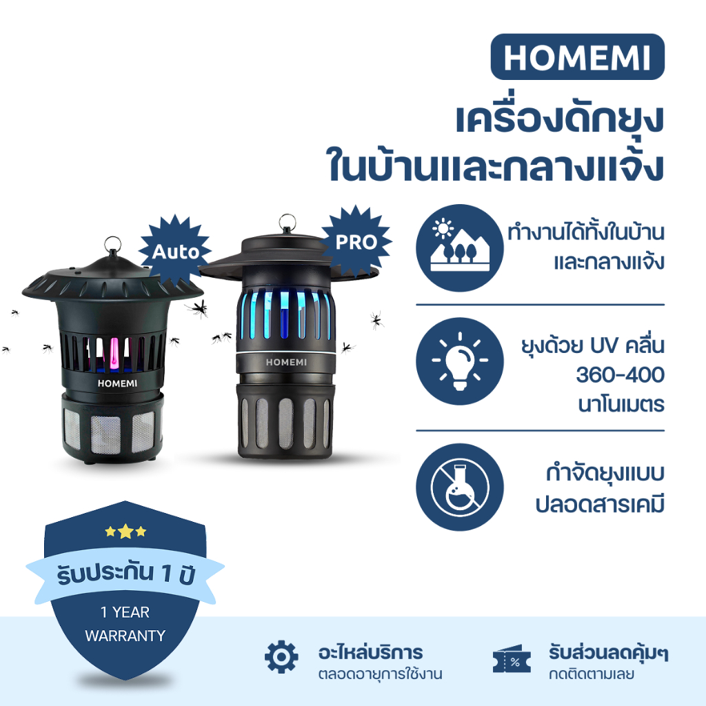 Homemi Indoor & Outdoor Mosquito Trap เครื่องดักยุงและแมลงกล