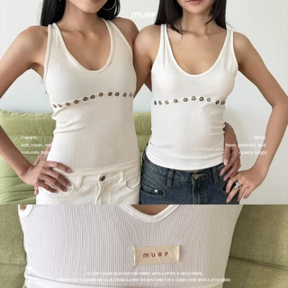 Lya Top | เสื้อคอวี ผ้าGlossyRib ทรงเข้ารูป กระดุมโลหะ ใส่ง่าย แมตช์ง่าย | MURF.BKK | T210