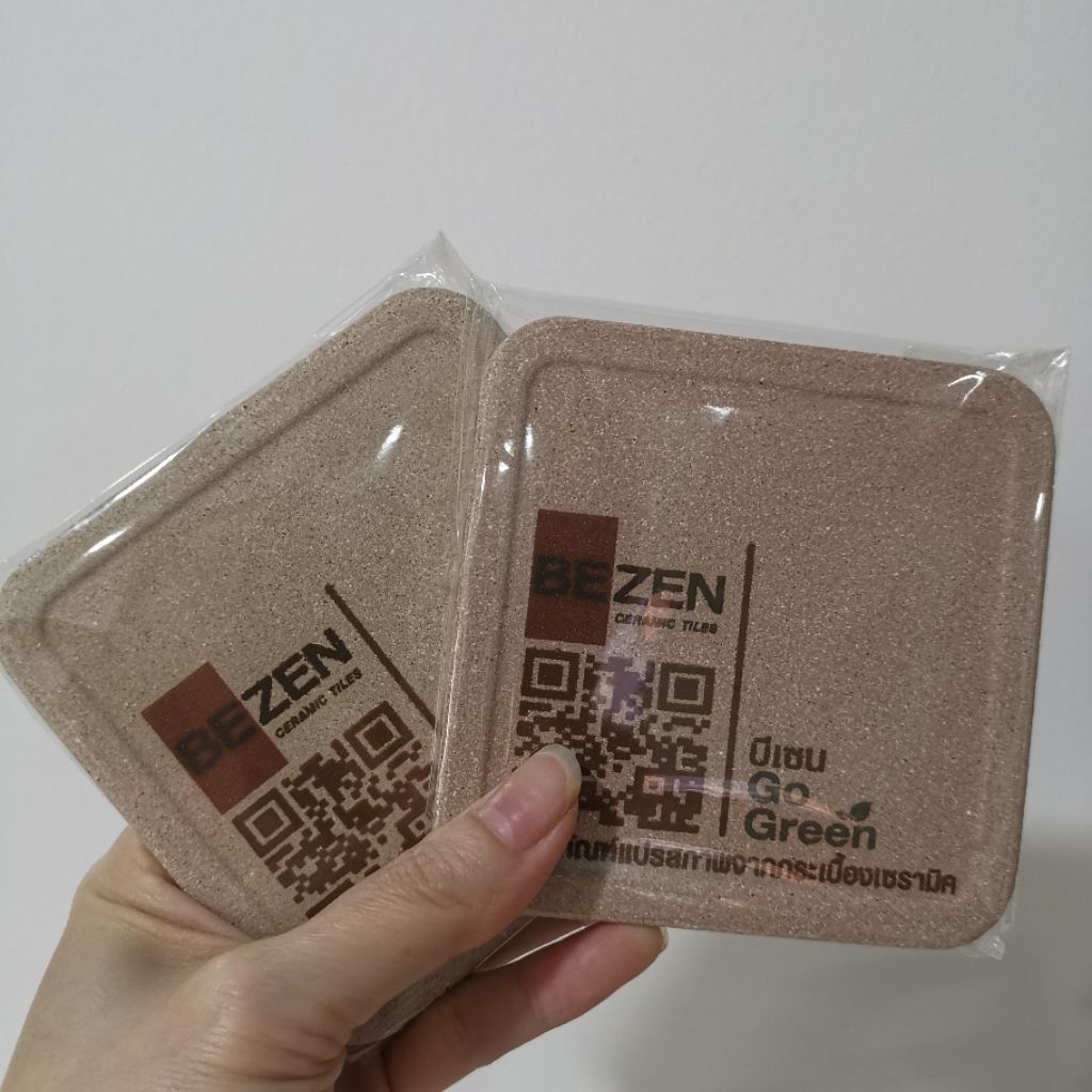ที่รองแก้วซับน้ำรักษ์โลก สินค้าพรีเมียมจาก bezen go green​ ผลิตจากผงเซรามิกรีไซเคิล  1 กล่อง มีที่รอ