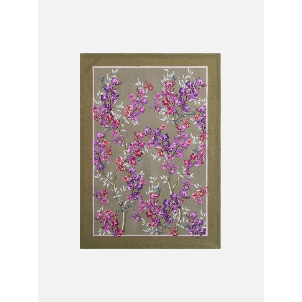 Orchids Bunch Linen Tea Towel JT