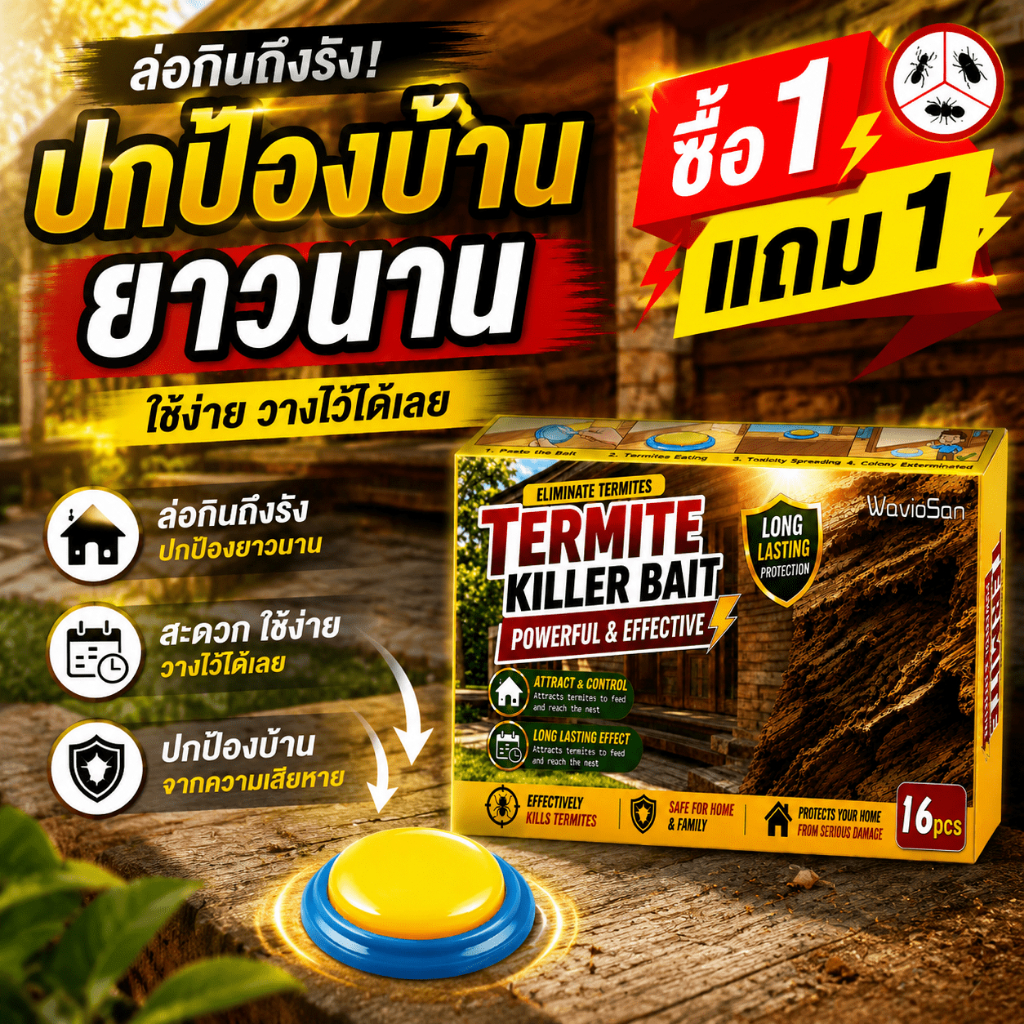 กำจัดปลวกตายยกรัง เหยื่อล่อปลวก ยากำจัดปลวกตายยกรัง 16 เม็ด/กล่อง แบรนด์แท้จากอเมริกา สูตรวิจัยล่าสุด