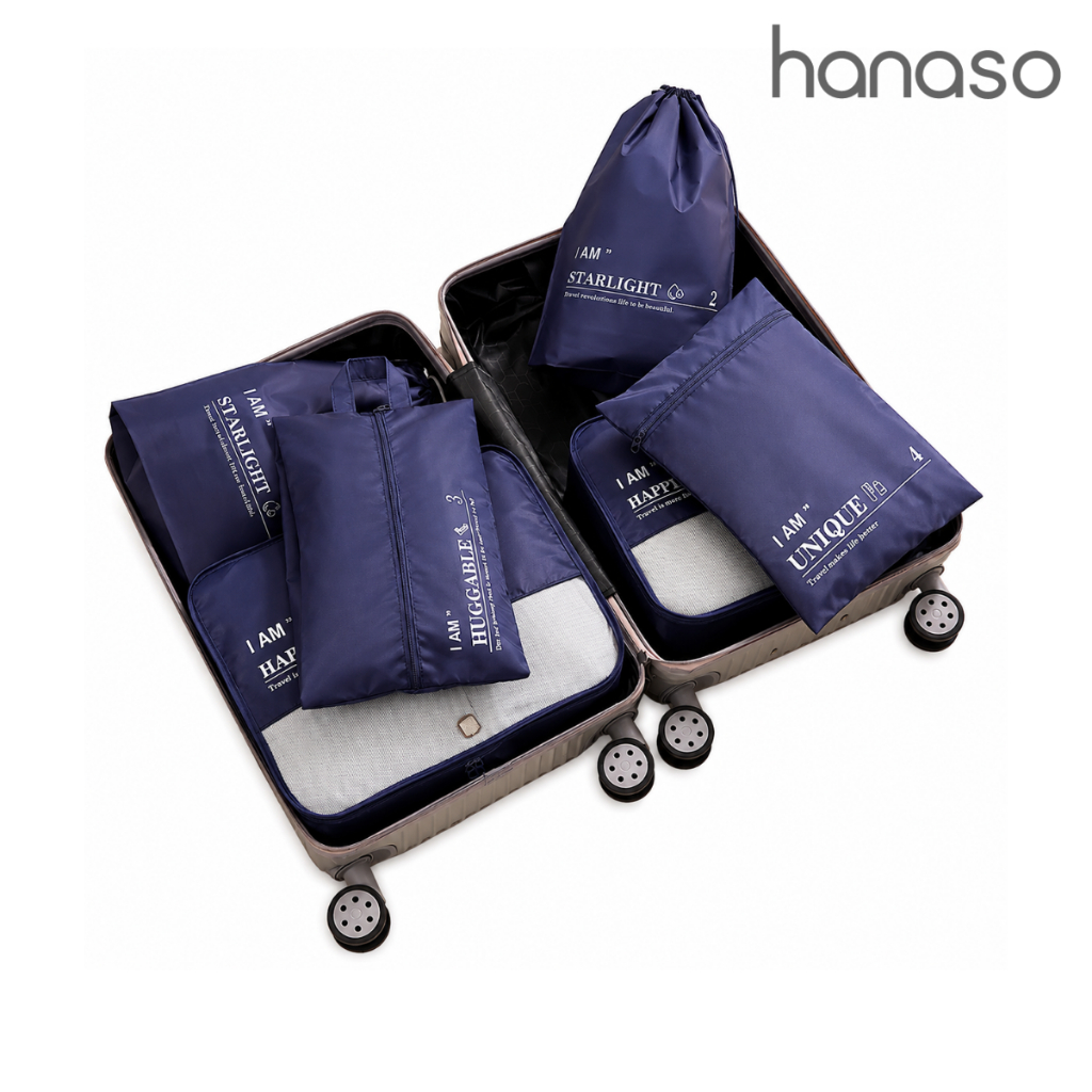 Hanaso เซ็ตกระเป๋าจัดระเบียบ 6 ชิ้น Packing Cub กันน้ำ พกพาสะดวก สำหรับเดินทาง