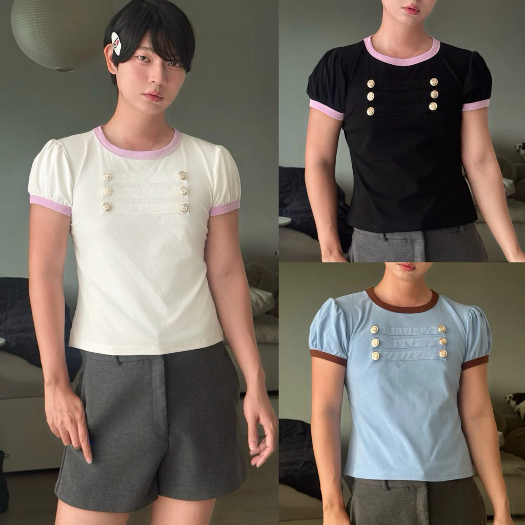 Dolly tee เสื้อแขนตุ๊กตาดีเทลกระดุม แบรนด์ Cozyvibe