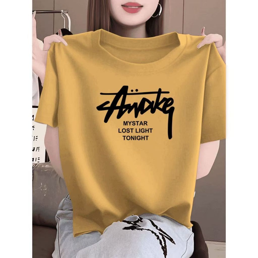 เสื้อยืดแขนสั้นผู้หญิงลายการ์ตูนเรียบง่าย สวยงาม สวมใส่สบาย ไม่ซ้ำใคร สไตล์ฤดูร้อนใหม่ สีพื้นเรียบ ละเอียดอ่อน ทันสมัย ​