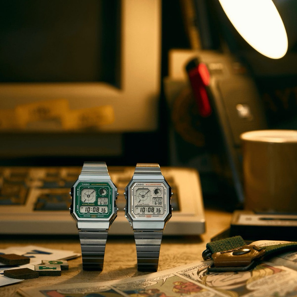 Casio ของแท้รุ่น A130WE-1A/3A/7A/9A /A130WEGG-1A นาฬิกาดีไซน์สไตล์แก็ดเจ็ต vintage
