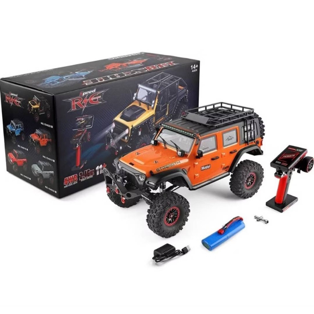(สินค้าในไทย) รถบังคับwltoys 104010 สีส้ม ไม่มีวินซ์ ชุดพร้อมเล่นขนาด1/10