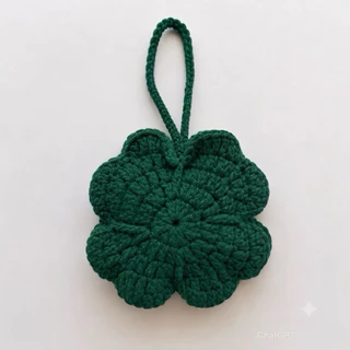 ถุงตาข่ายโครเชต์ใส่แก้ว 4 leaf clover cup holderใบโคลเวอร์ 4 แฉก พับเก็บได้ นำมาห้อยกระเป๋า โครเชต์ ใบแห่งความโชคดี