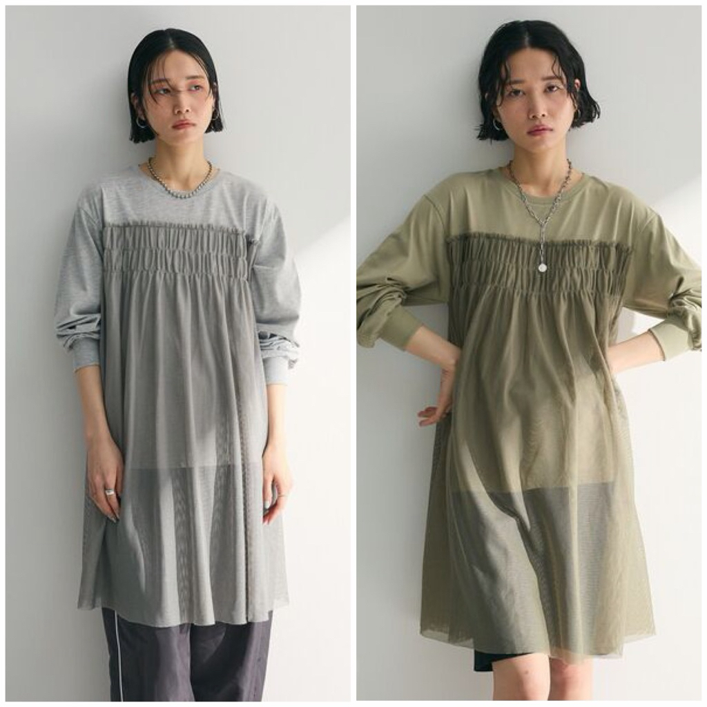 แบรนด์:chocol raffine robe เสื้อคลุมชั้นเชื่อมต่อตาข่าย สไตล์การแต่งตัวแบบเลเยอร์ที่ดูสบาย🇯🇵