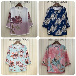 รอบอก 46” เสื้อผู้ใหญ่แขนสามส่วน เสื้อคุณแม่ ลายดอก