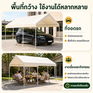 NIUYEAN เต็นท์พับ โครงเหล็กหนา กางง่าย เหมาะสำหรับโรงรถ ตลาดนัด ตั้งแคมป์ กิจกรรม