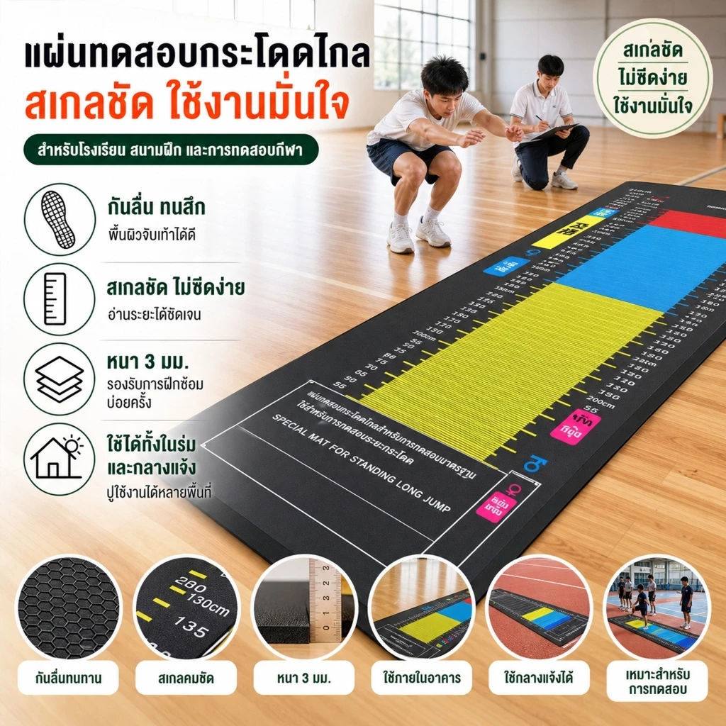 แผ่นรองกระโดดไกลหนาพิเศษกันลื่น ใช้ในบ้าน ฝึกซ้อมกีฬาสำหรับนักเรียน