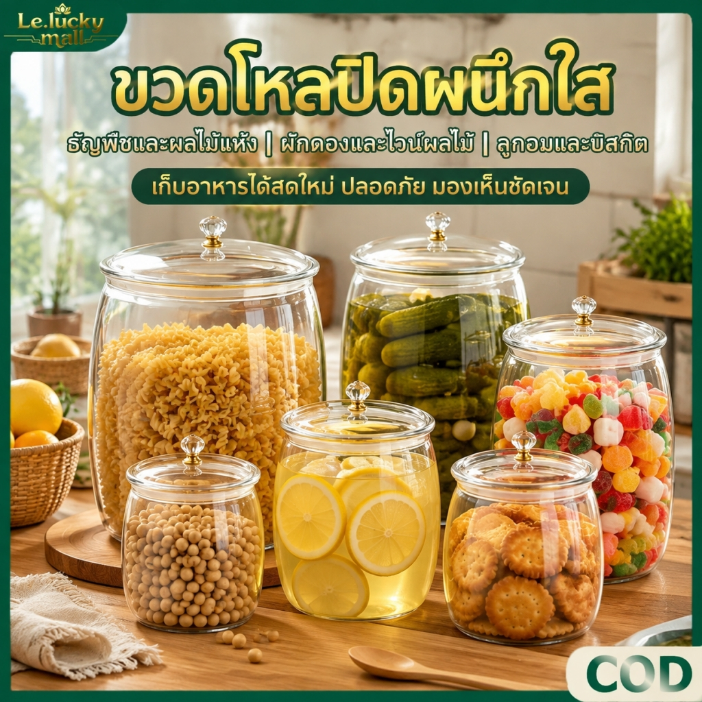 กระป๋องพลาสติกโหลโปร่งใส แบบสุญญากาศ ถังเก็บเม็ดข้าวสาร ป้องกันความชื้น โหลใส่เครื่องดื่ม ถังน้ำ