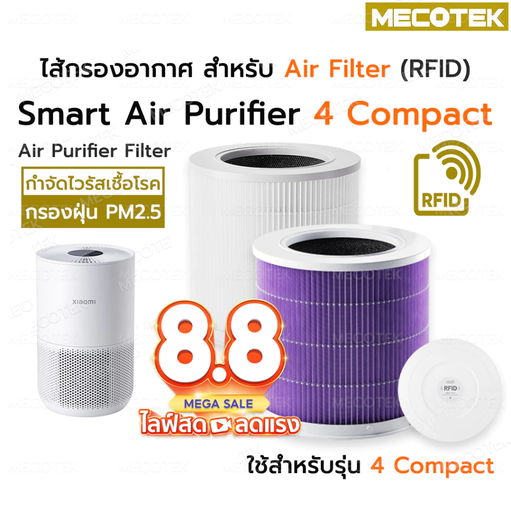 ❗พร้อมส่ง❗มีRFID ❗ไส้กรองสำหรับเครื่องฟอกอากาศ Xiaomi Smart Air Purifier 4 Compact Filter ไส้กรองอากาศเสี่ยวหมี่ กรองฝุ่
