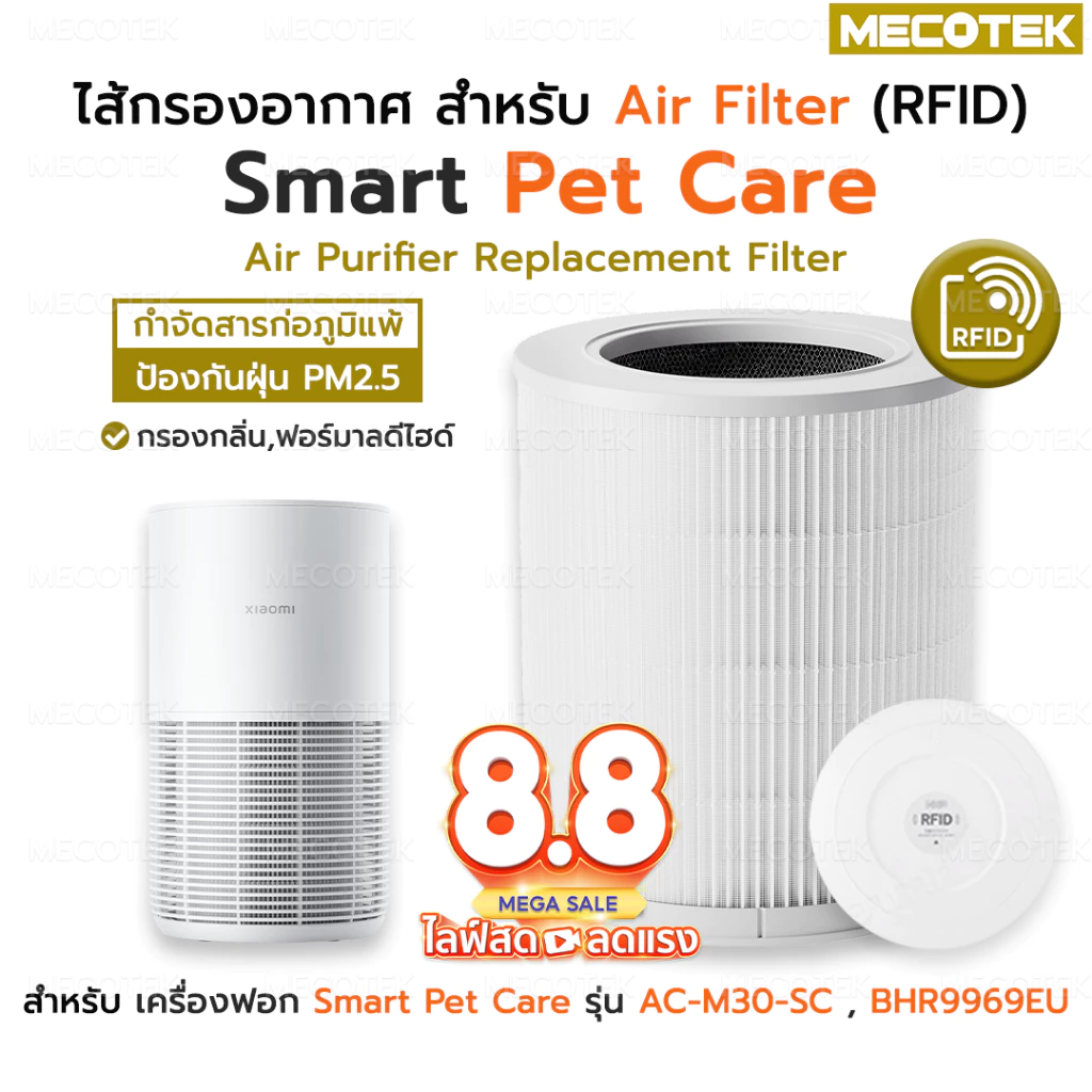 รับประกันคุณภาพ⭐ ไส้กรองอากาศ Smart Pet Care สำหรับ เครื่องฟอกอากาศ Xiaomi Air Purifier Filter กรองสามชั้น สัตว์เลี้ยง