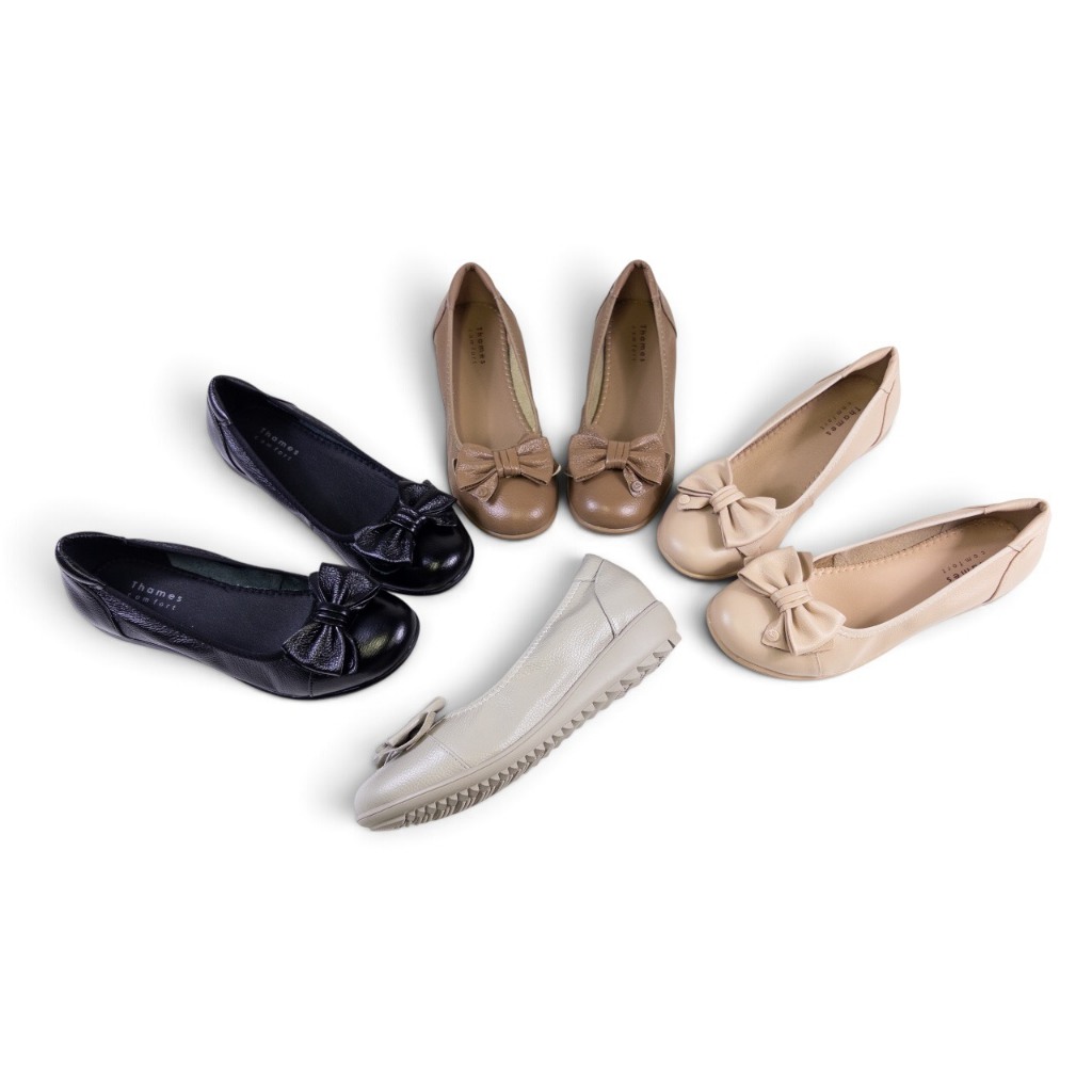 Thames(เทมส์) รองเท้าคัทชูหนังแท้ผู้หญิง พื้นหนา 1 นิ้ว Shoes-TH41134