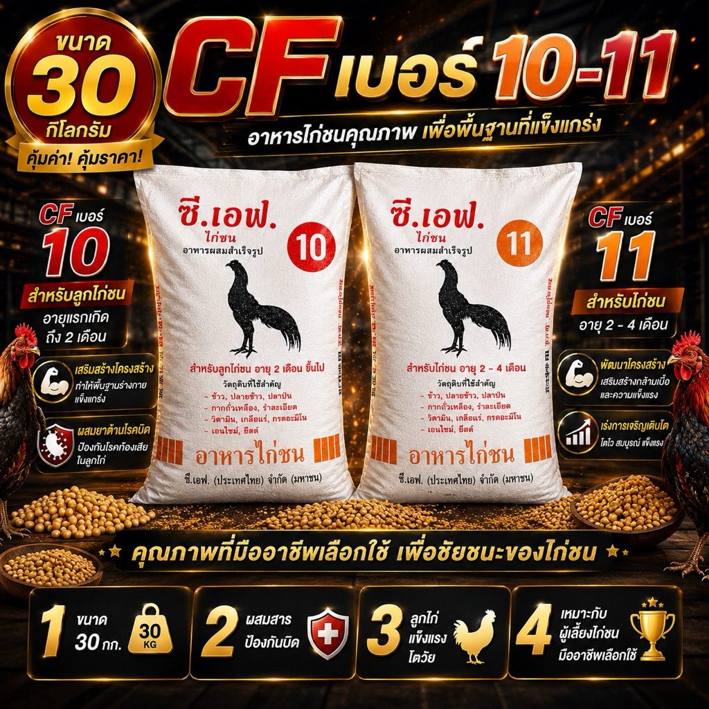 อาหารไก่ชนซีเอฟขนาด30 กก CF10,CF11