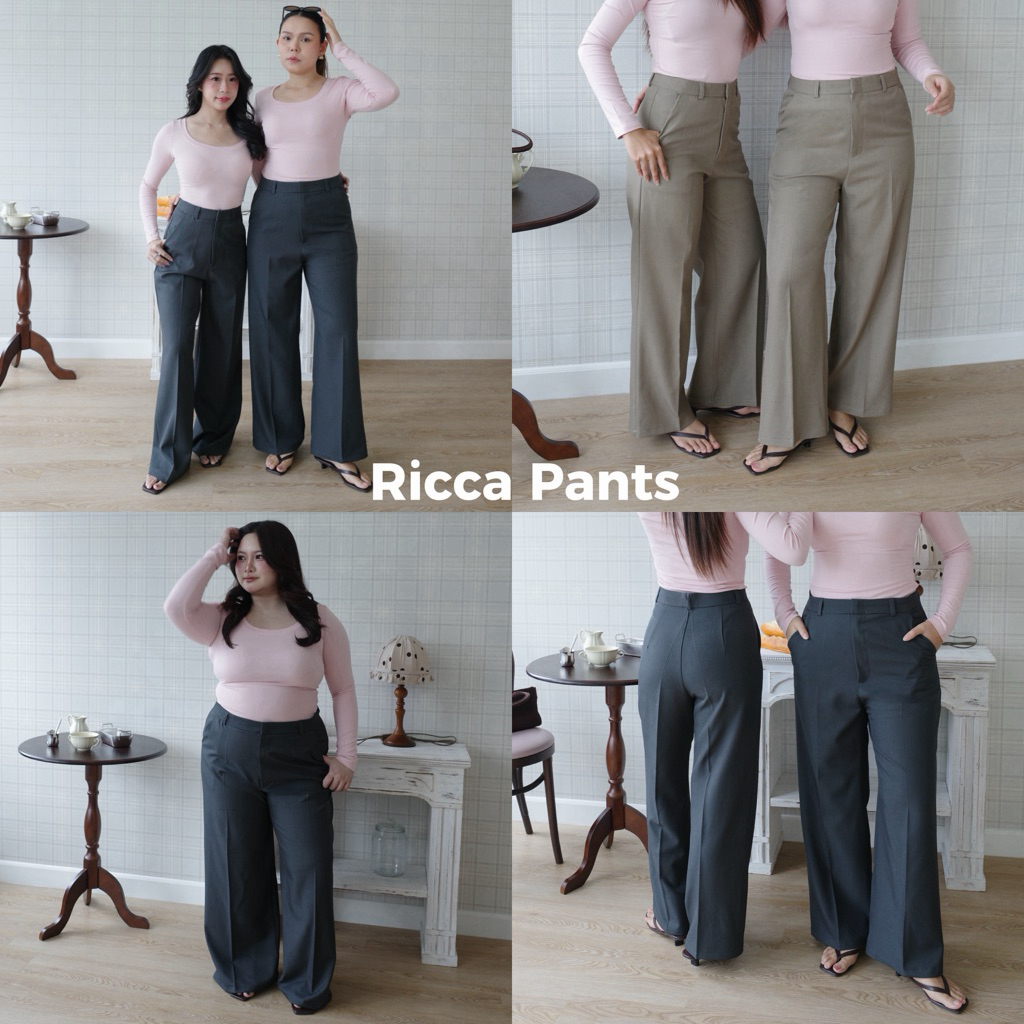 กางเกงทรงกระบอกกลางรุ่น Ricca pants ทรงสวย ผ้าเริ่ด แนะนำว่าควรมีใส่ได้ทุกโอกาส