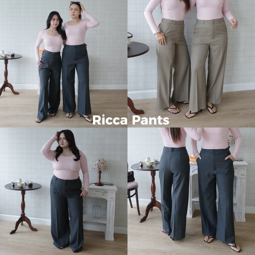 กางเกงทรงกระบอกกลางรุ่น Ricca pants ทรงสวย ผ้าเริ่ด แนะนำว่าควรมีใส่ได้ทุกโอกาส