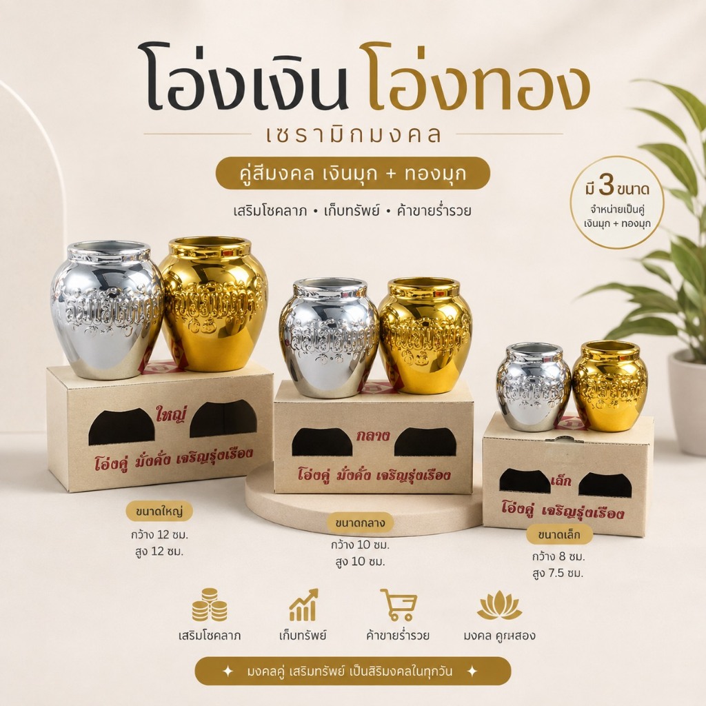 โอ่งตั้งศาล (เงาสวย ไม่ขุ่น) เซรามิค โอ่งเงิน โอ่งทอง เซรามิก พ่น ตุ่มเงินตุ่มทอง เครื่องตั้งศาล