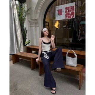 NEW COLLECTION LUNA LACE PANTS กางเกงขากระบอกใหญ่แต่งเข็มขัดลูกไม้