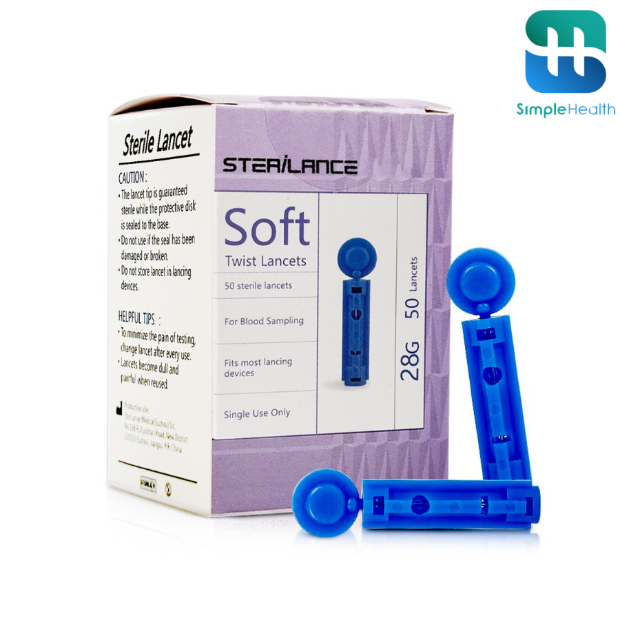 Simple Health เข็มเจาะเลือดปลายนิ้ว 50ชิ้น เข็มเจาะเลือดปลายนิ้ว Yuwell blood lancet สำหรับปากกาเจาะ