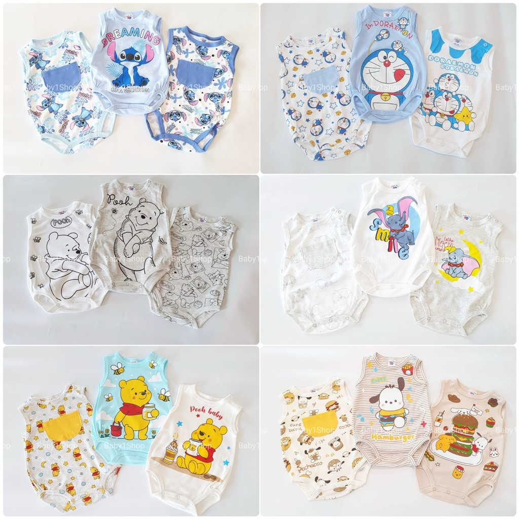 [ สินค้าพร้อมส่ง ] - บอดี้สูทกล้ามเสื้อกล้ามเด็ก ผ้าคอทตอลเด็กแรกเกิด-9เดือนใส่ได้