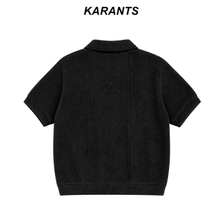 Karants เสื้อโปโล Boxy ผ้า Waffle Zip โลหะ เรียบ Unisex ชาย-หญิง - KR413