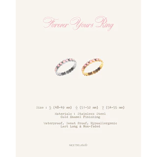 nice try studio - Forever Yours Ring แหวนลายหัวใจรอบนิ้วสีชมพู กันน้ำ กันเหงื่อ ไม่ลอก ไม่ดำ