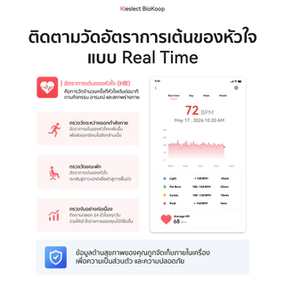 (NewArrival) KIESLECT BioKoop Smart Health Tracker สายรัดข้อมือติดตามสุขภาพ ตรวจสุขภาพ 24 ชม. ใช้งานได้ 10 วัน -1Y