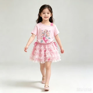 BB147 พร้อมส่ง ชุดเซตลูกสาวเสื้อ+กระโปรง เมอเมจหวาน นางเงือกน้อย น่ารักมาก
