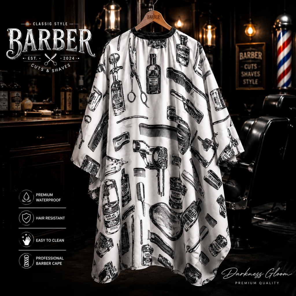 ผ้าคลุมตัดผม PREMIUM (อยู่ไทยพร้อมส่ง) กันน้ำ Barber ย้อมผม ทำสีผม สีสวย