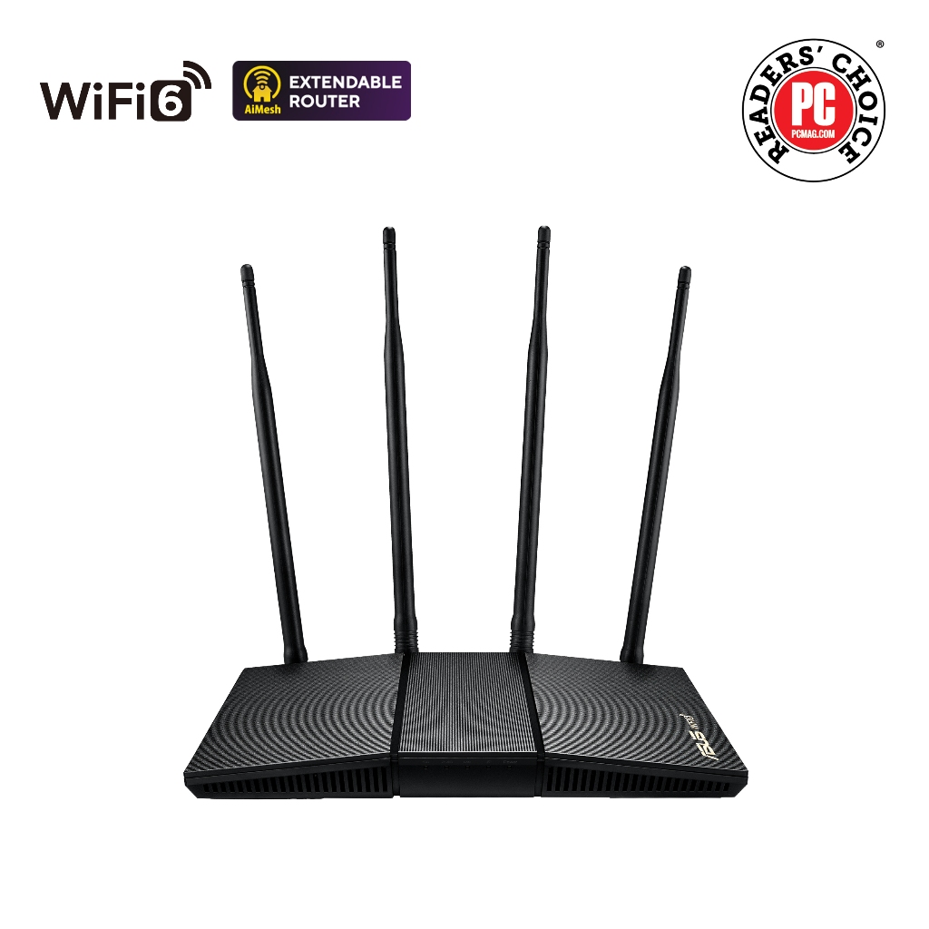 ASUS RT-AX1800HP,Dual Band WiFi 6 Extendable Router, Subscription-free Network Security, Built-in VP