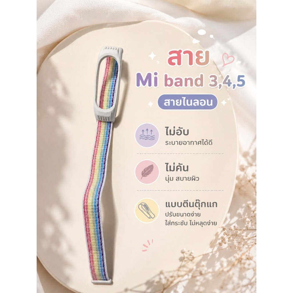 สาย Mi band 3,4,5 สายไนลอน