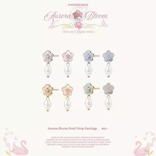 ต่างหู Aurora Bloom Pearl Drop Earrings ก้านเงินแท้ S925 - The Green Box